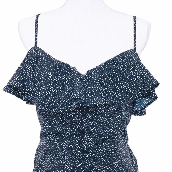 Band of Gypsies NWT Button Front Sleeveless Frilly Dot Mini Short Dress Sz Large - Picture 6 of 10
